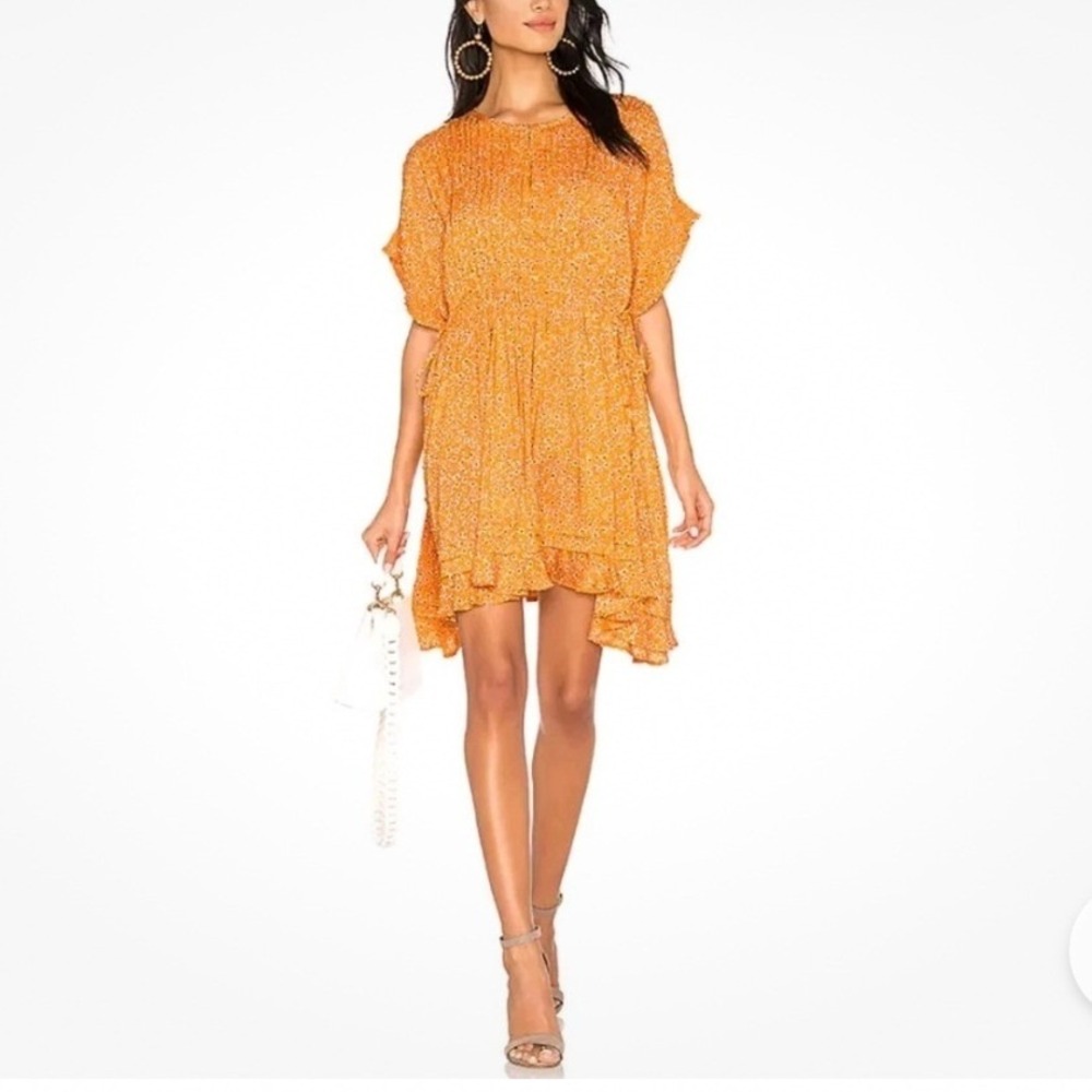 Free People One Fine Day Front Drawstring Waist Ruffle Mini Dress Medium